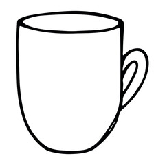 Cute cup of tea or coffee illustration isolated on a white background. Simple mug clip art. Cozy home doodle. 
