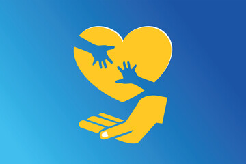 Join hands to help Prayers for all the victims od Ukrainian war with Russia Pray for Ukraine graphic Ukrainian flag, hand in heart, Solidarity with Ukrainians