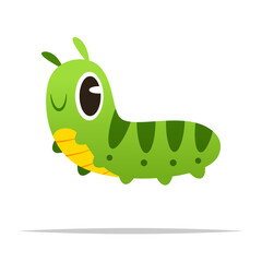 Cute cartoon caterpillar vector isolated illustration