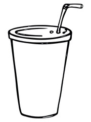 Cute cup of water, milkshake, juice or soda. Drink illustration isolated on a white background. Simple cocktail clipart.