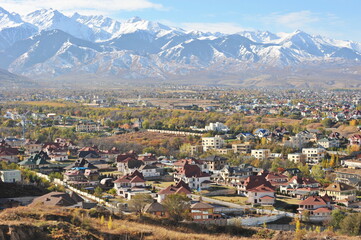 Almaty, Kazakhstan - 10.19.2012 : Residential buildings and commercial buildings located in the...