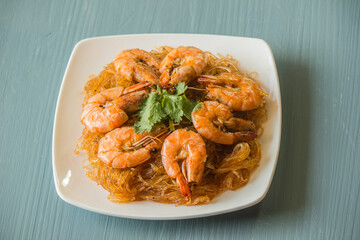 Thai Food Baked Shrimp with Glass Noodles
