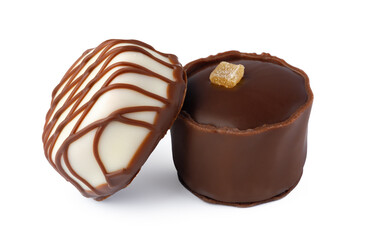 Chocolate sweets on a white background