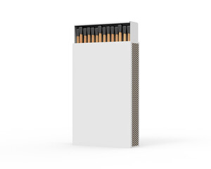 Blank matchbox mockup for branding and promotion, empty paper packaging match book mockup on isolated white background, 3d render illustration.