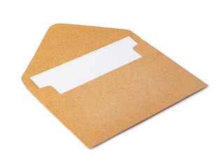 Recycled craft paper envelope isolated white background