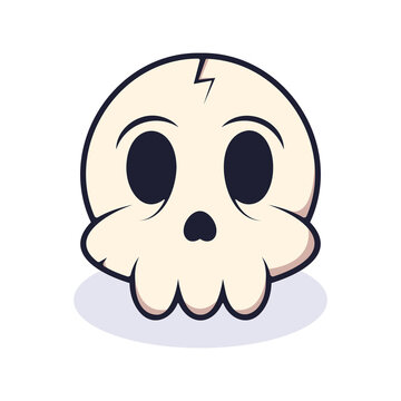 Vector illustration of cute cartoon skeleton with big oval eyes and teeth. High quality picture suitable for web design, mobile gaming, books, advertisements