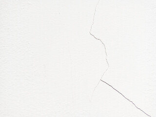 Cracked white wall, concrete wall texture, crack background.