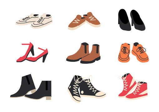 Set of Different Shoes Isolated