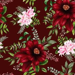 Beautiful floral seamless pattern with watercolor flower
