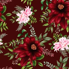 Poster Im Rahmen Beautiful floral seamless pattern with watercolor flower  © darren