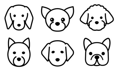 シンプルな犬のアイコン　Illustration of different types of dogs