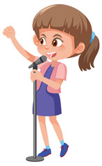 A girl singer character on white background