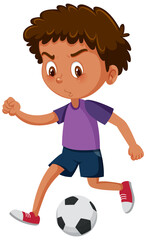 A boy playing football cartoon character