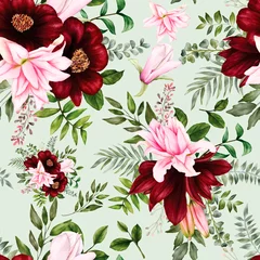 Fotobehang Beautiful floral seamless pattern with watercolor flower  © darren