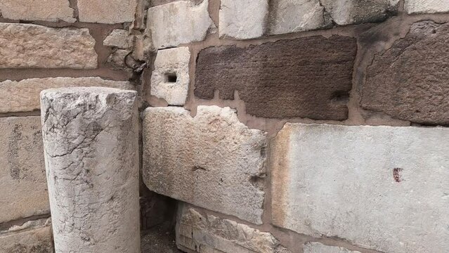 Stone wall of a historical castle in Turkey