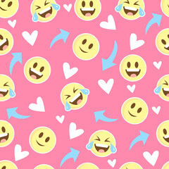 Colorful happy emoticon seamless pattern design