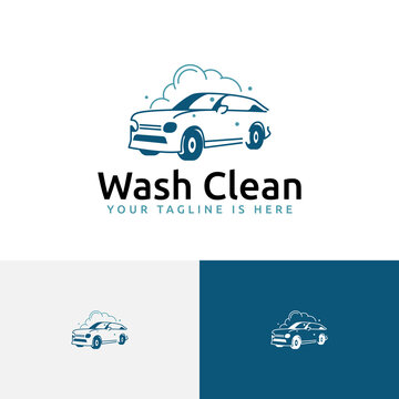 Car Wash Clean Silhouette Carwash Soap Foam Auto Service Logo