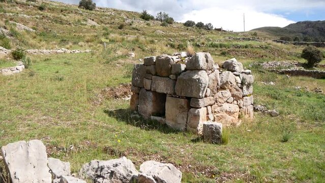 Ruin Of Ancient Indian Stone Cult Building Of Square Shape