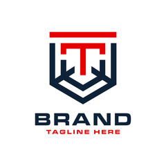 shield illustration logo with letter T