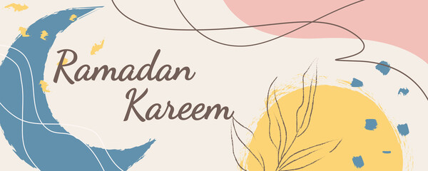Islamic ramadan kareem background with pastel colors and floral ornament