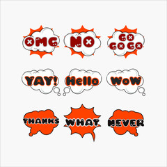 Comic speech bubble talk set sticker vector
