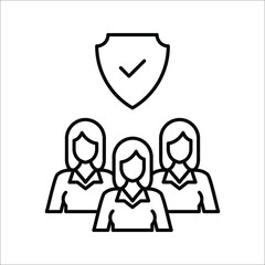 Business people icon, An inclusive workplace. Employee’s Protection Filled Outline icon vector illustration on white background