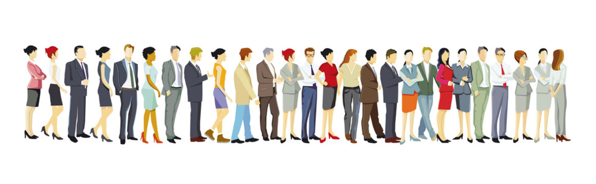 eine Warteschlange von Menschen  Illustration