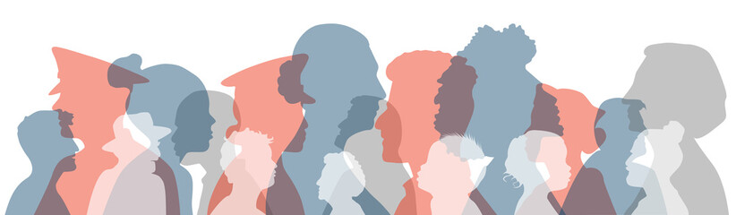 People of different ethnicities stand side by side together. Flat vector illustration.	