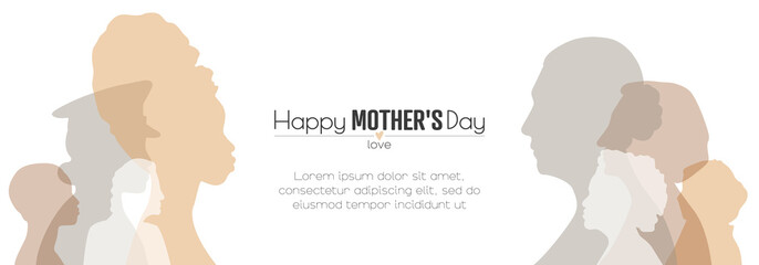 Happy Mother's Day banner. Card with place for text. Flat vector illustration.
