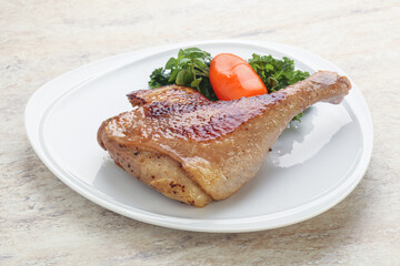 Roasted duck leg with orange sauce