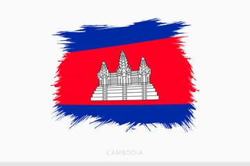 Grunge flag of Cambodia, vector abstract grunge brushed flag of Cambodia.