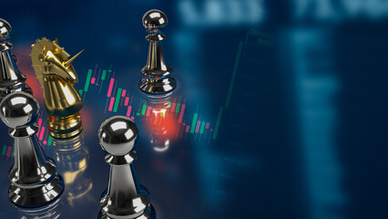 The gold unicorn chess on business background 3d rendering. © niphon