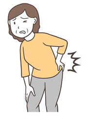 Fototapeta premium ぎっくり腰で腰が痛い中年女性