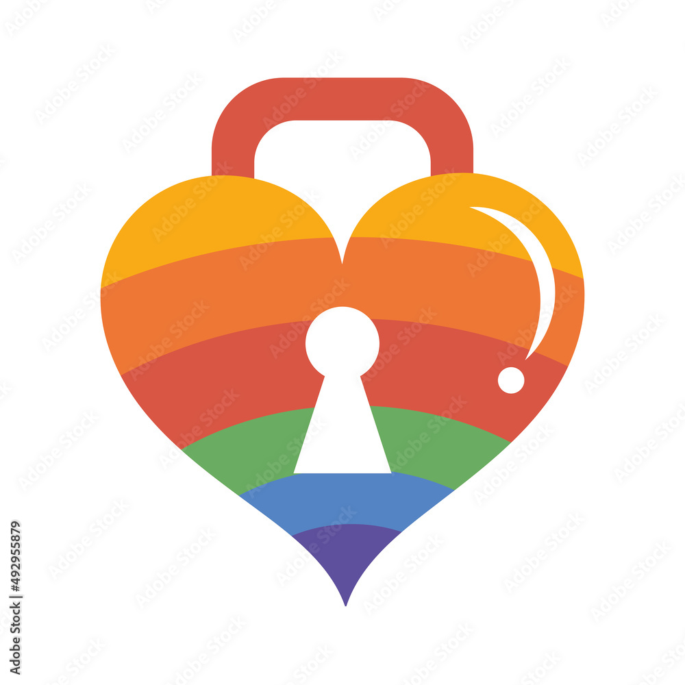 Sticker heart padlock with lgtbi flag