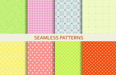 8 seamless patterns. Fabric print set. For wallpaper, pattern fills, web page,background,surface.