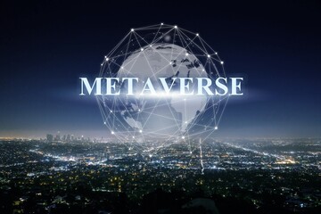 Metaverse world virtual reality technology concept. Internet of things. Futuristic business finance blockchain