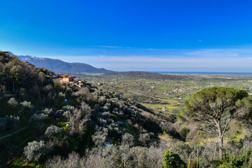 Fototapeta na wymiar Typical panoramic view of Altavilla Silentina, a rural village of southern Italy in the province of Salerno.