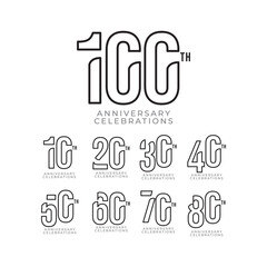 100 Th Anniversary Celebration Set Vector Template Design Illustration
