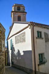 A narrow street among the old stone houses of Altavilla Silentina, town in Salerno province, Italy.	