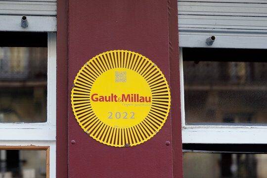 Gault & Millau Panel Badge 2022 Logo Brand And Text Sign Of Famous Influential French Restaurant Guide Critics Book