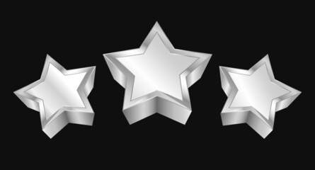 Three silver stars on black background