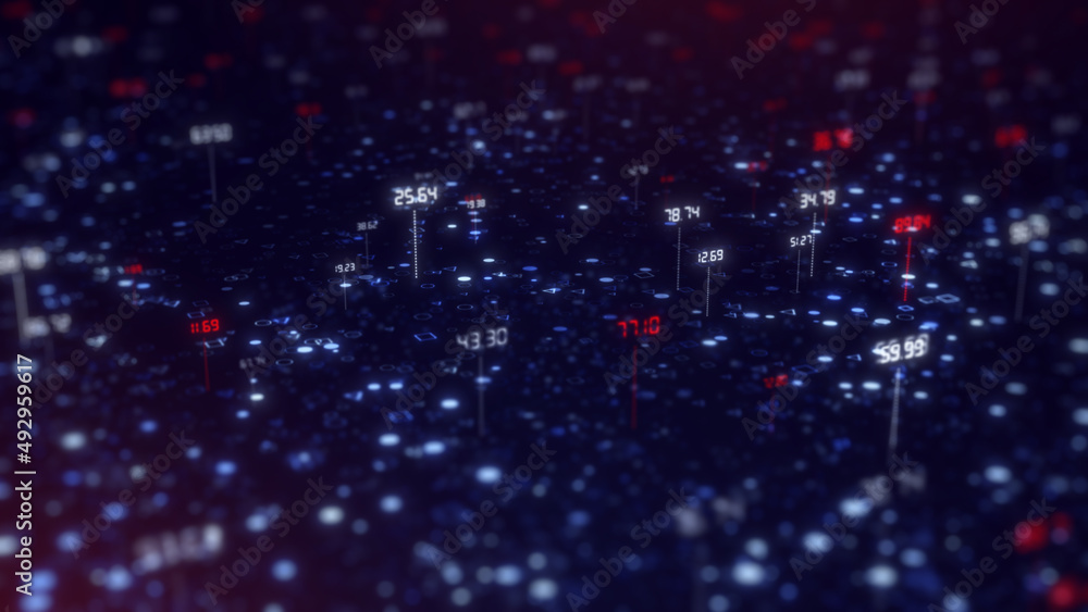 Poster Abstract technology background with computer programming code and digital data, metavers concept