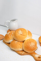 Hamburger buns with sesame isolated on white background