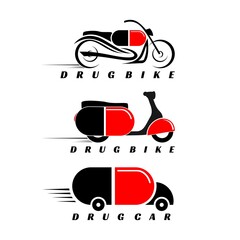 drug and transportation logo design icon unique vector