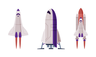 Space rokets set. Space industry exploration concept vector illustration