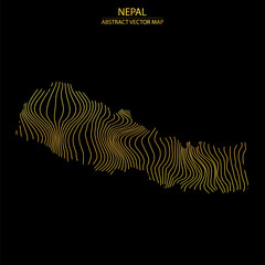 abstract map of Nepal - vector illustration of striped gold colored map 