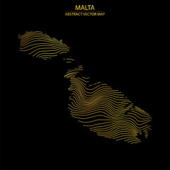 abstract map of Malta - vector illustration of striped gold colored map 