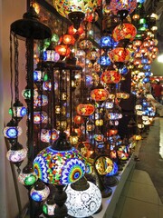 Colorful lights, Grand Bazaar, Istanbul, Turkey