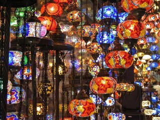 Colorful lights, Grand Bazaar, Istanbul, Turkey