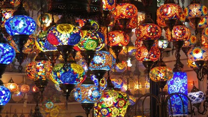 Colorful lights, Grand Bazaar, Istanbul, Turkey